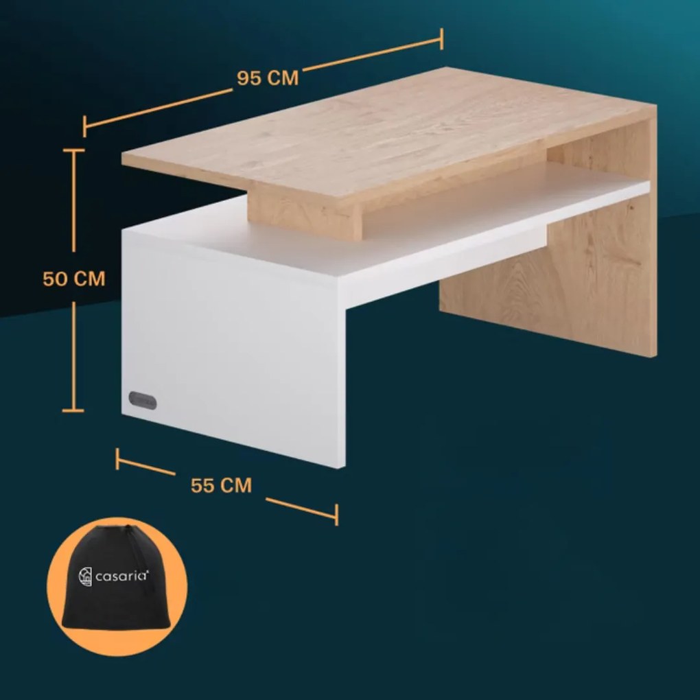 Stolik konferencyjny SACRAMENTO, 95x55x50cm, biała/brązowa Casaria