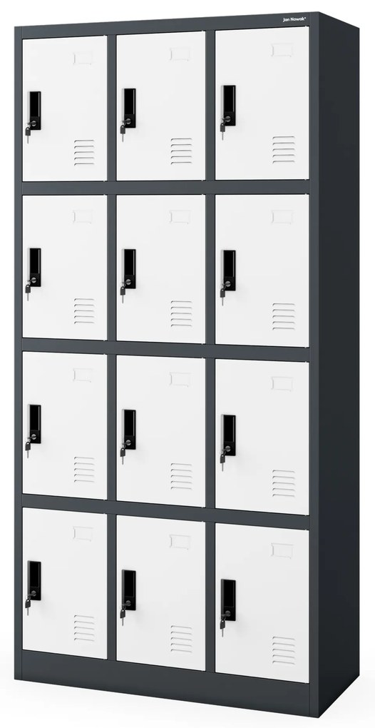 Szafka skrytkowa socjalna BHP MARCIN, 900 x 1850 x 400 mm, antracytowo-biała