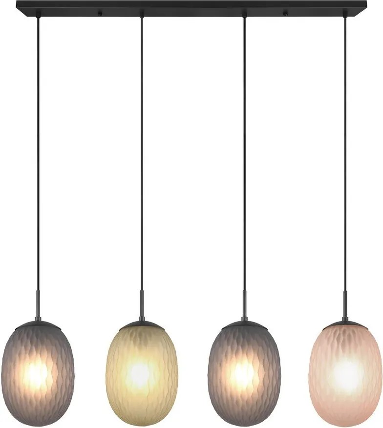 Lampa wisząca w kolorze matowej czerni ze szklanym kloszem Facette – Trio