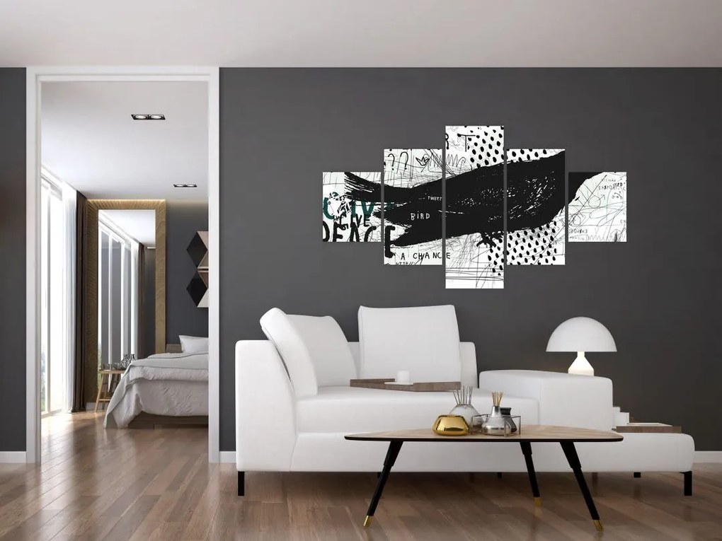 Obraz - Street art - ptak (125x70 cm)