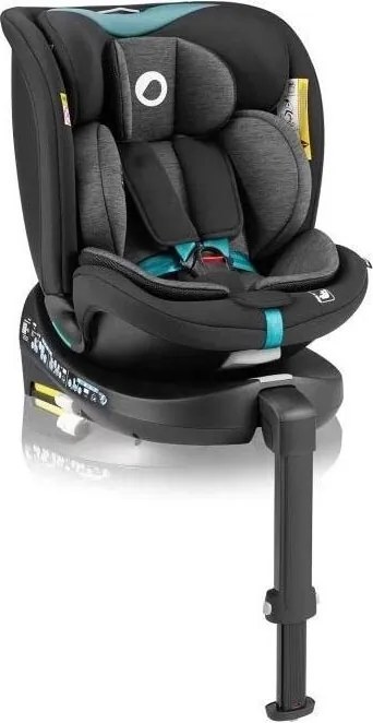 Lionelo - Obrotowy fotelik samochodowy z bazą NAVY i-Size 40-150 cm czarny/turkusowy