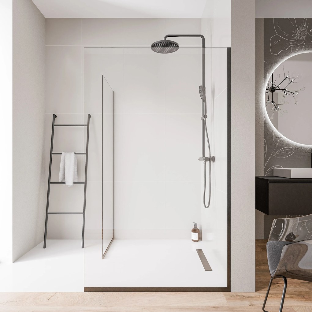 Ścianka prysznicowa Walk-In EX102 - 2 ścianki - przezroczyste bezpieczne szkło 10 mm