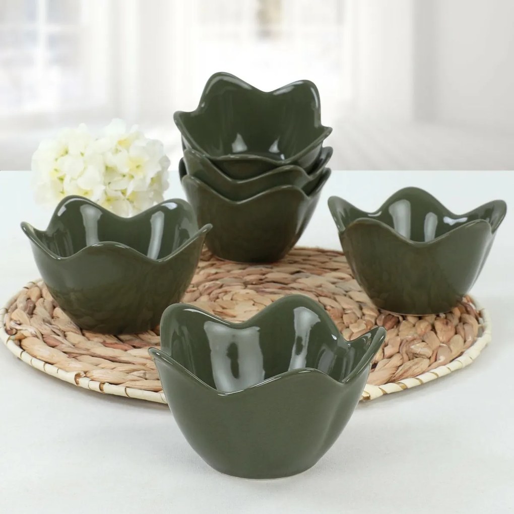 Zestaw 6 misek ceramicznych Lotus 11,8 cm, zielony