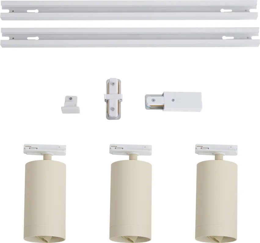 Modern railsysteem met 3 spots wit met beige 1-fase GU10 70mm - Iconic Jeana Luxe