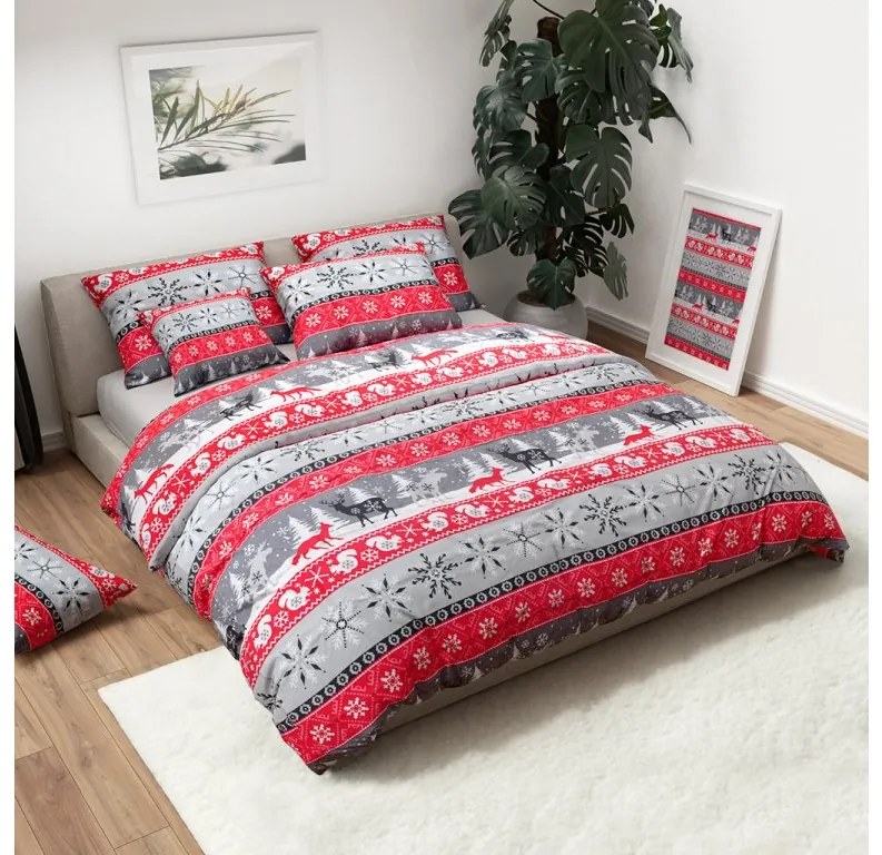 PrzytulneMieszkanie.pl PrzytulneMieszkanie.pl Flanelowa pościel z mikrofibry SNOWY FOREST szara Rozmiar pościeli: 2 szt 70 x 90 cm | 200 x 220 cm