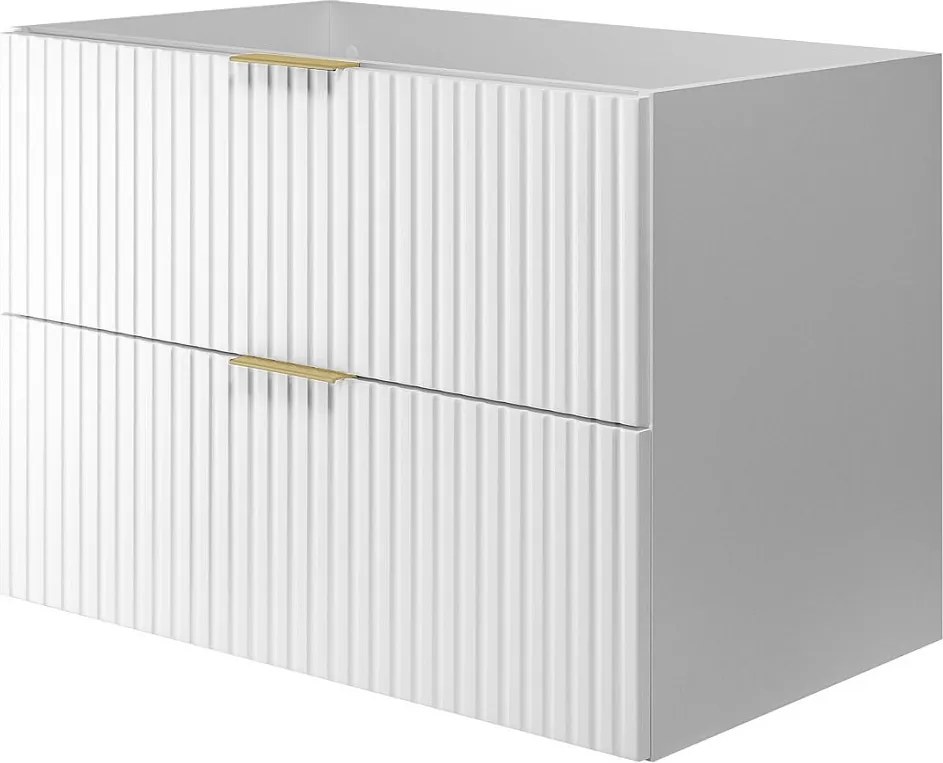 Szafka pod umywalkę, Biały, 80 x 57 x 46 cm, uchwyt złoty, bez blatu