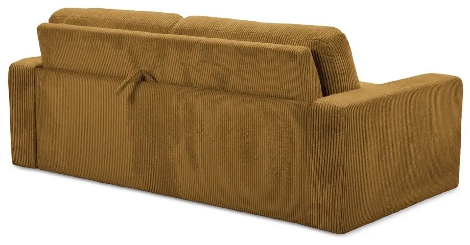 Musztardowa sztruksowa rozkładana sofa 195 cm Nona – Makamii