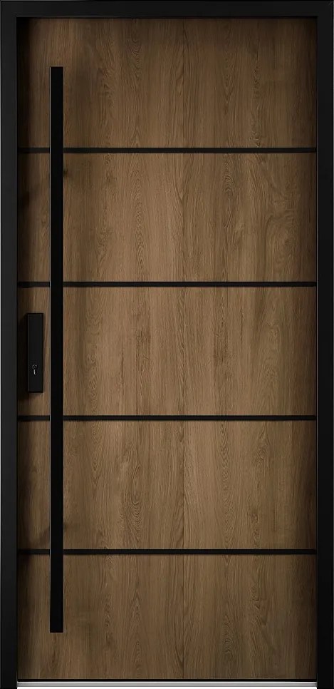 Drzwi wejściowe ze stali pełne wys. 207 x szer. 100 cm efekt orzecha - grubość 68 mm - otwieranie prawe - LUSADA
