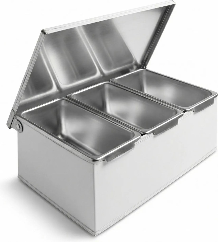 Pojemnik ze stali nierdzewnej na 3 składniki, 230 x 150 x 90 mm