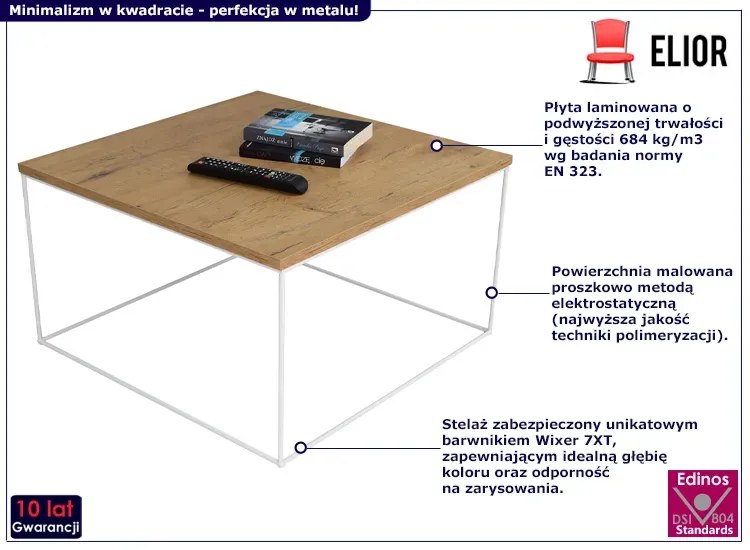 Druciany stolik kawowy w stylu skandynawskim dąb lancelot - Welos 5X