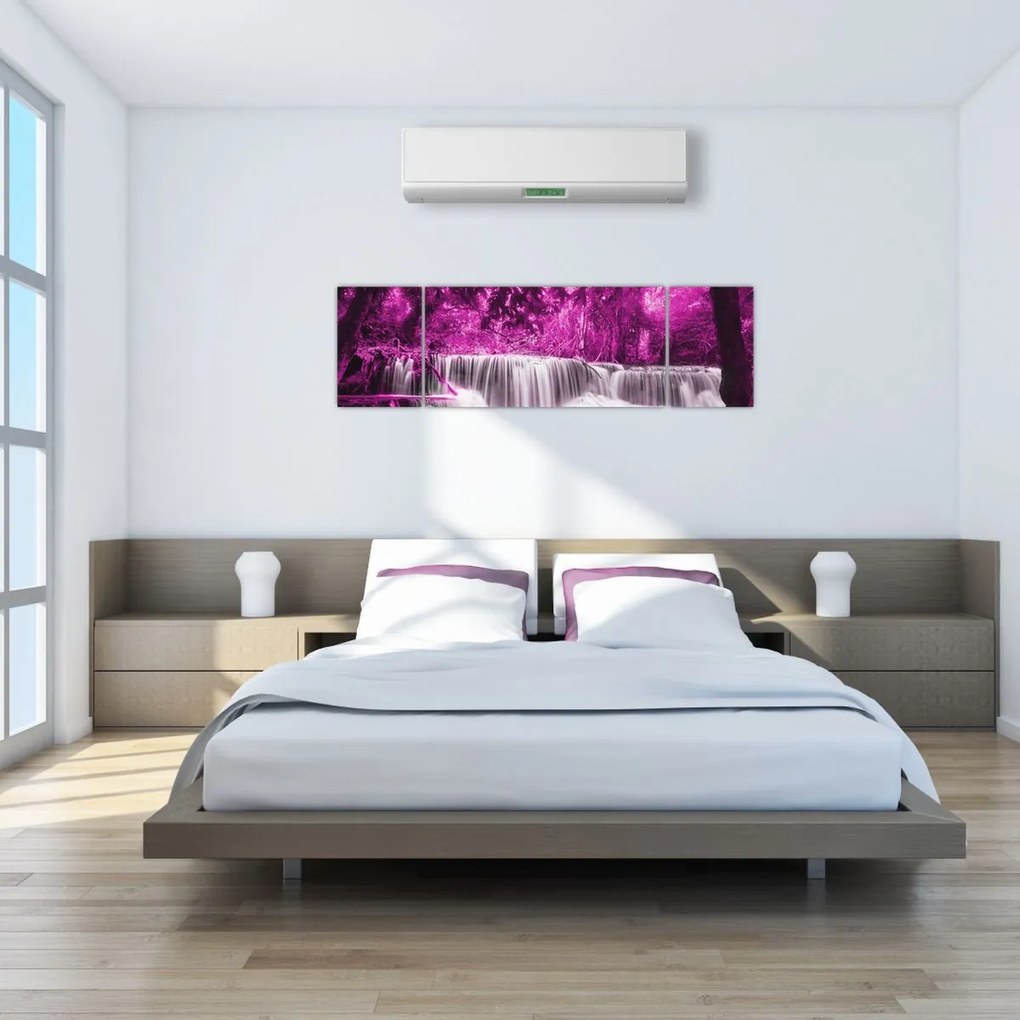 Obraz - Wodospad, fioletowy (170x50 cm)