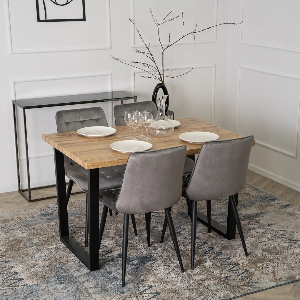 Krzesło Tapicerowane GOMEZ Szare Welurowe Nowoczesne Loft