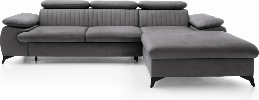 Masseno Narożnik FIORE z funkcją spania i pojemnikiem na pościel Narozniki L, Rozkładana sofa - Szary, MONOLITH 92