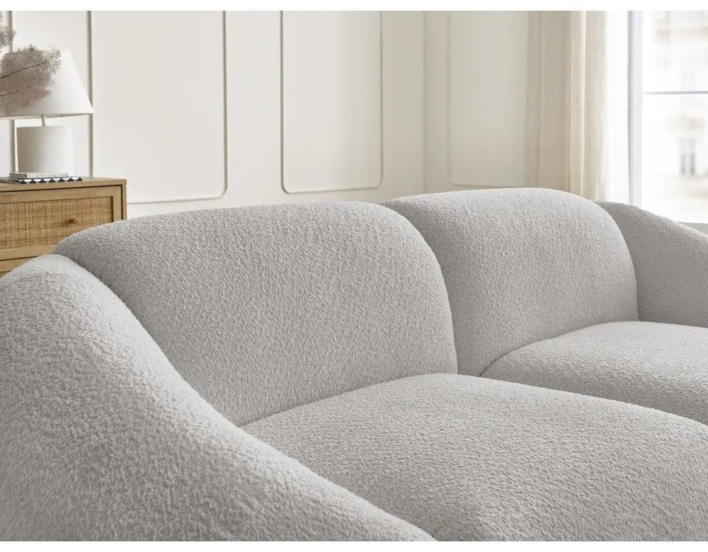Jasnoszara sofa z materiału bouclé 230 cm Tina – Bobochic Paris