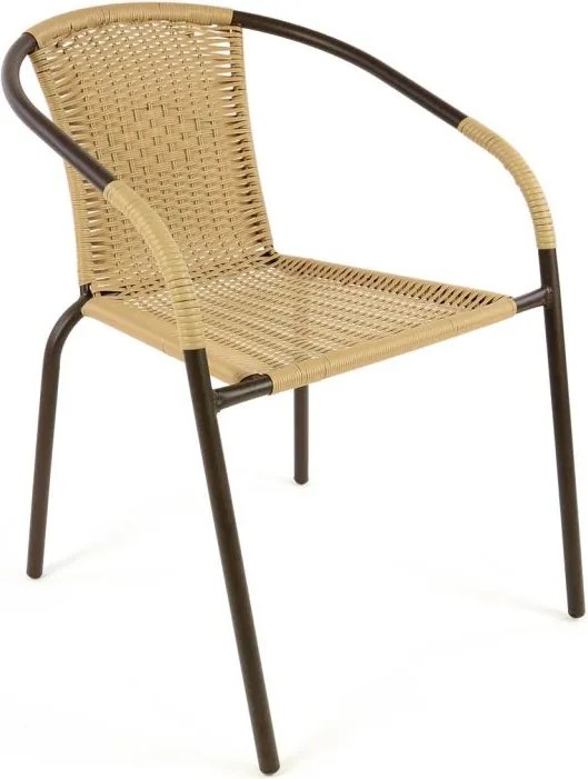 Krzesło ogrodowe na taras z polirattanu beżowe