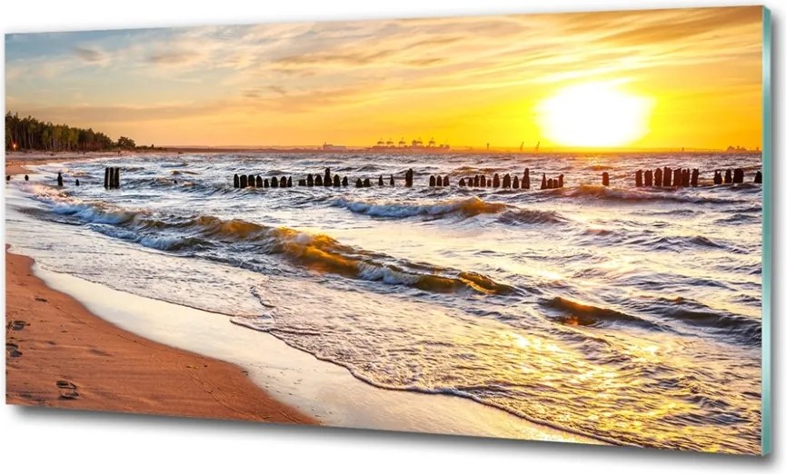Foto obraz szklany Zachód słońca plaża