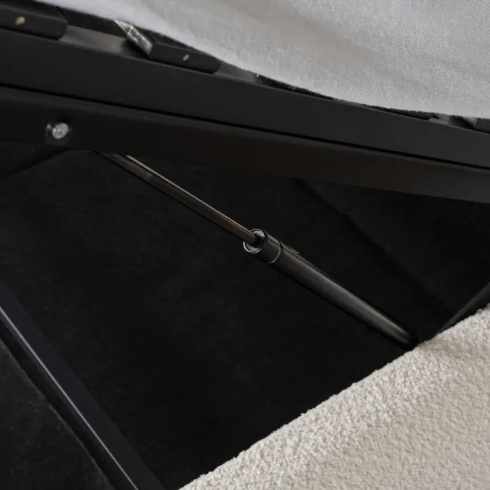 Łóżko Tapicerowane 160x200 cm BRISTOL ze Stelażem i Pojemnikiem Dwuosobowe Boucle Kremowe