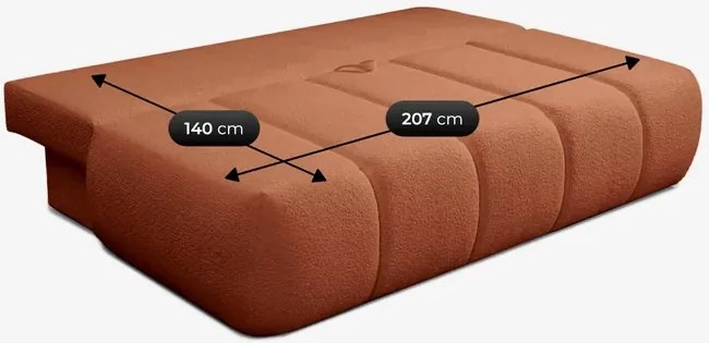 Sofa z Funkcją Spania SARIA Ruda Boucle Nowoczesna
