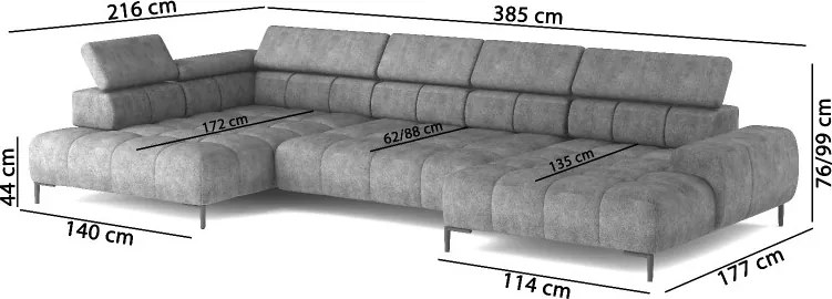 Narożnik PLAZA XL Lewostronny Elektryczna regulacja Tkanina MONOLITH 77 WERSAL