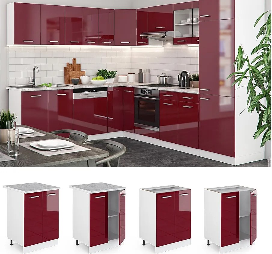 Szafki kuchenne czerwony połysk 60x46x81.6 r-line