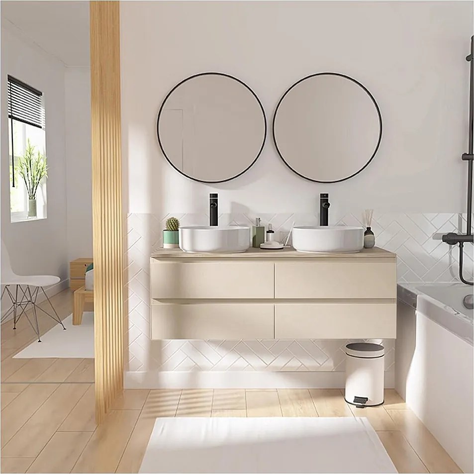 Sorrento 120cm podwójna szafka pod umywalkę + bateria + lustro