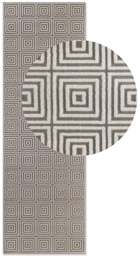 Dywan nowoczesny Perles Romby szaro-białe 80 cm x 240 cm