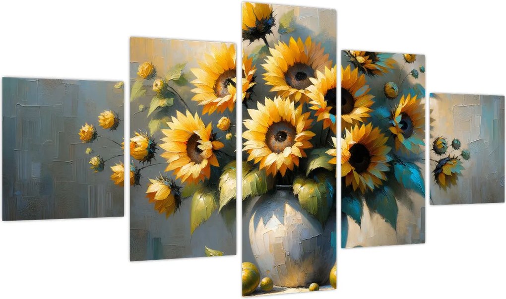 Obraz – Wazon ze słonecznikami (125x70 cm)