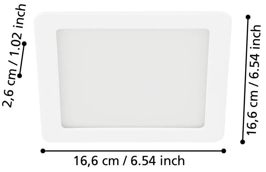 Biała lampa LED wpuszczana w sufit 17x17 cm FUEVA 5 – EGLO