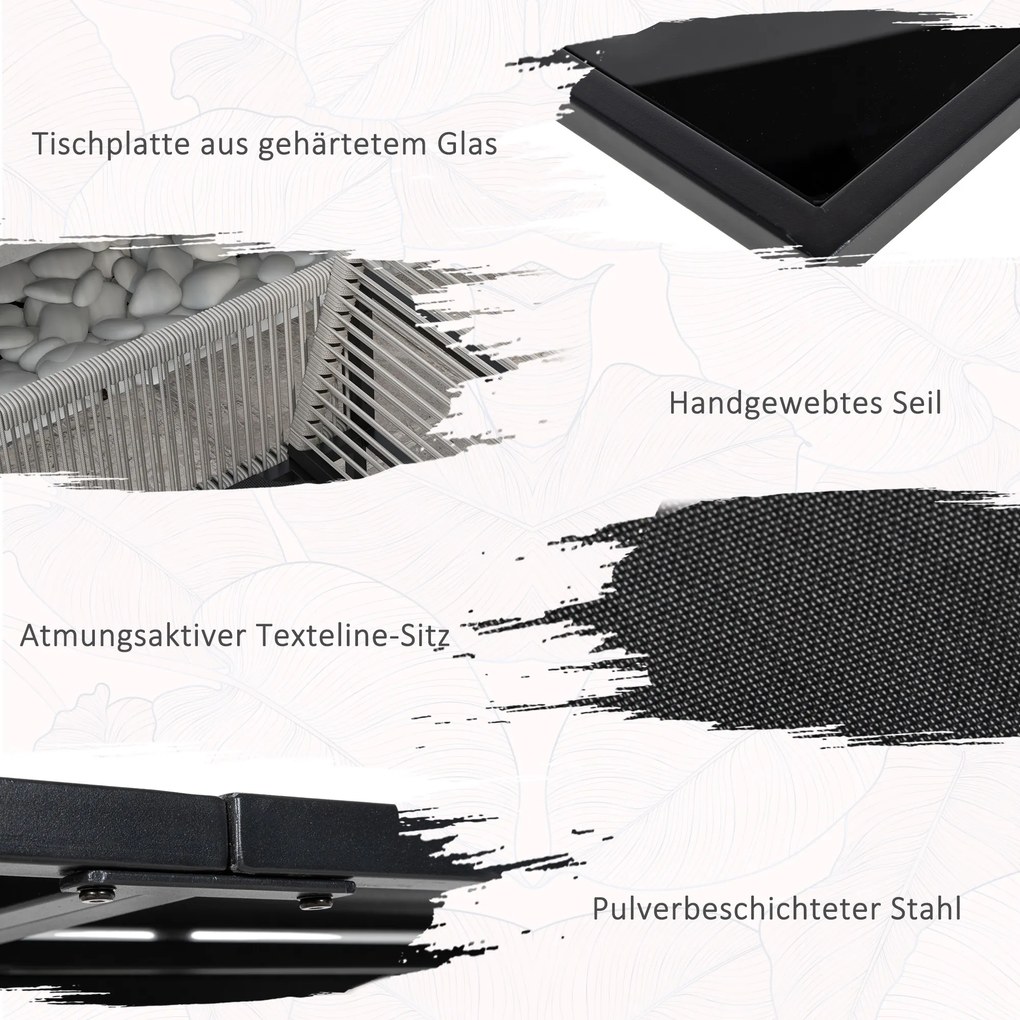 Outsunny Zestaw Mebli Ogrodowych 5-częściowy Jasnoszary+Czarny | Aosom PL