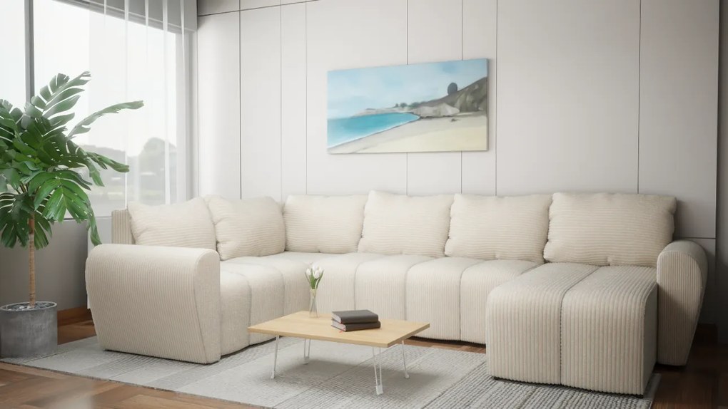 Wypoczynkowa kanapa narożna do salonu z funkcją spania - Bueno XL, czarny Lincoln 100, prawy