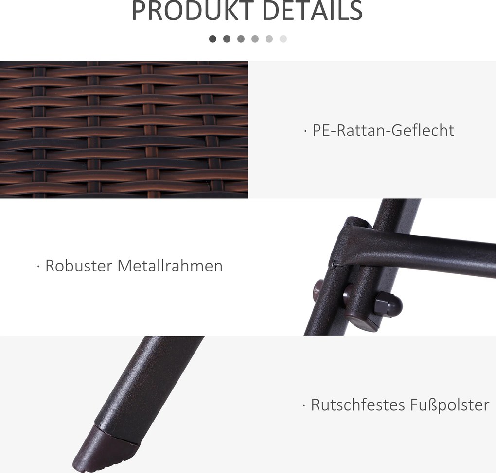 Outsunny technorattan 3-cz. zestaw bistro komplet stół z krzesłami komplet mebli ogrodowych z rattanu