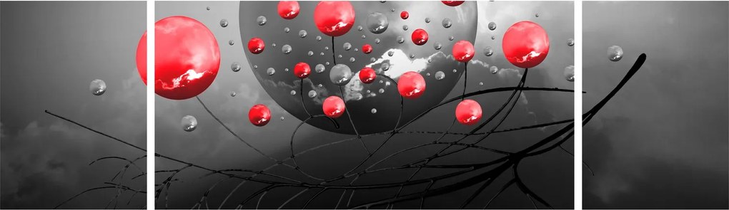 Obraz czerwonych abstrakcyjnych kul (170x50 cm)
