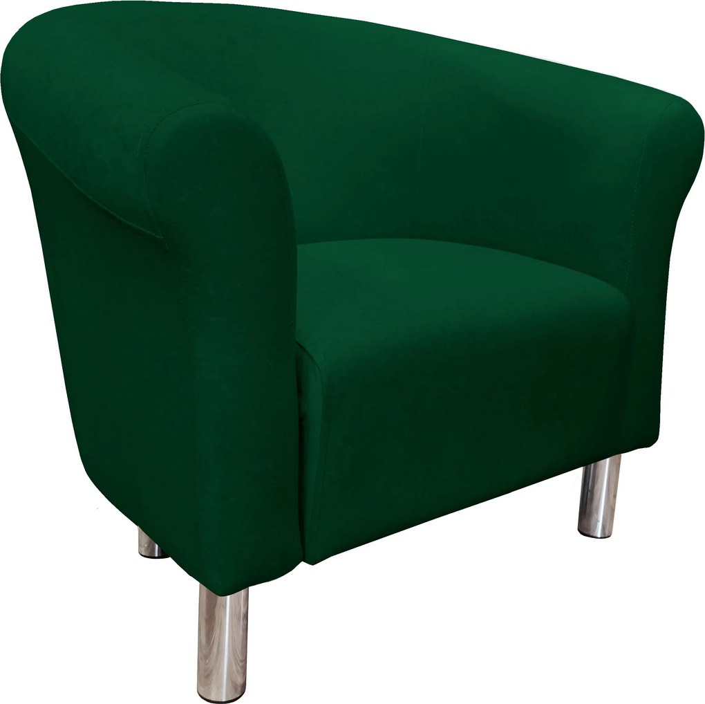 Fotel Milo tkanina Mikrofaza stylowy fotel do salonu i sypialni : Kolor nogi - Chrom, Kolor tkaniny - 9 MIKROFAZA, Wysokość nogi - 15 cm