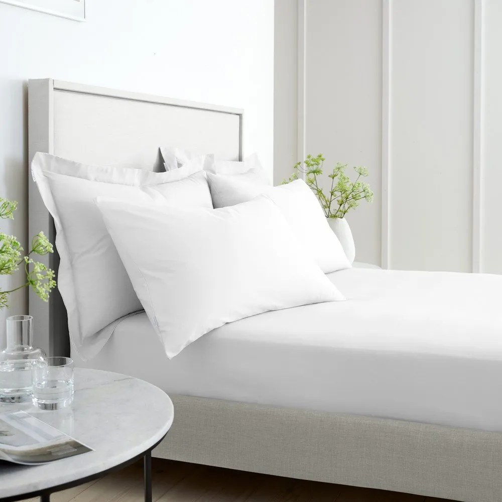 Białe prześcieradło z perkalu bawełnianego z gumką 150x200 cm Cotton Percale – Bianca