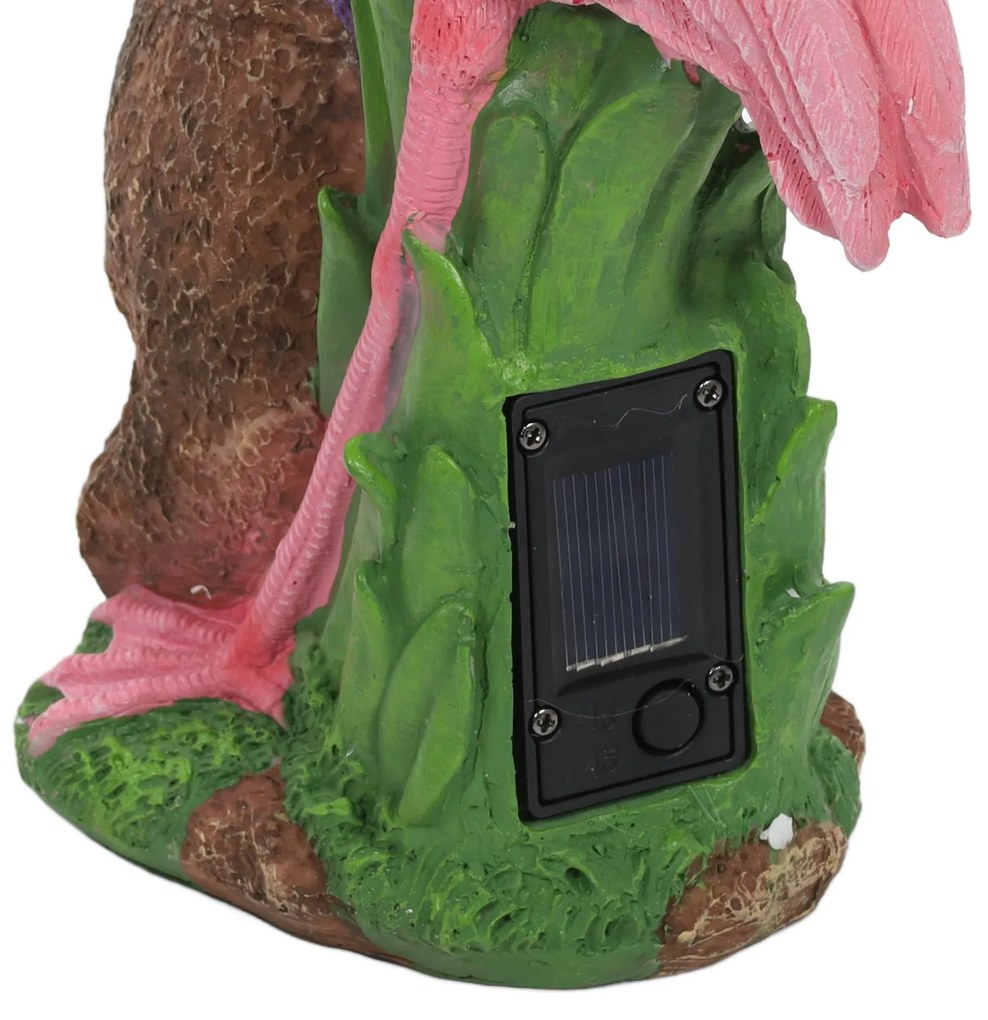Figurka ogrodowa flaming z reflektorem, 24 x 24 x 10,5 cm
