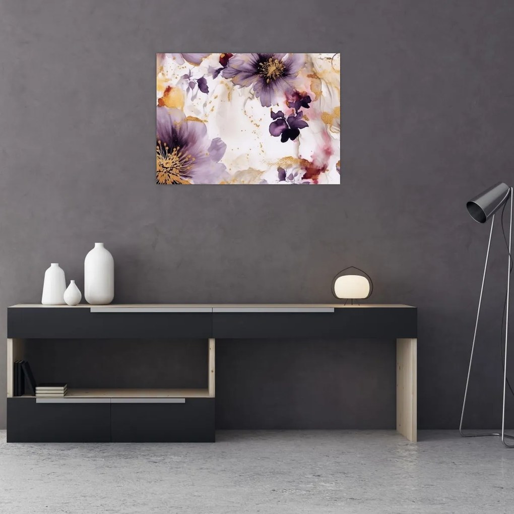 Obraz na szkle - Kwiaty akwarelowe (70x50 cm)