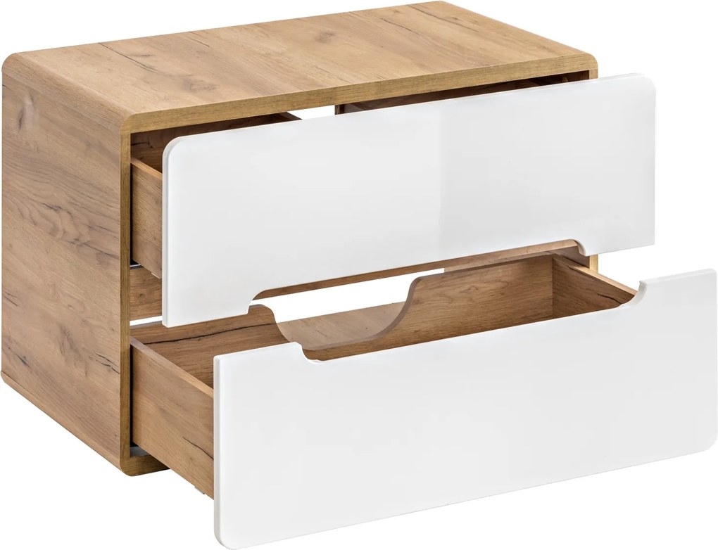 Szafka łazienkowa pod umywalkę nablatową 80 cm, Aruba 829 FSC, dąb craft złoty/biały połysk