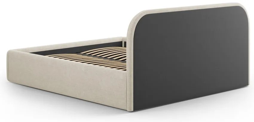Kremowe tapicerowane łóżko dwuosobowe ze schowkiem ze stelażem 180x200 cm Juno – Windsor &amp; Co Sofas