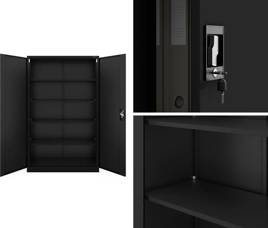 Szafa biurowa na akta szeroka Jan II 115x40x185 cm, czarna