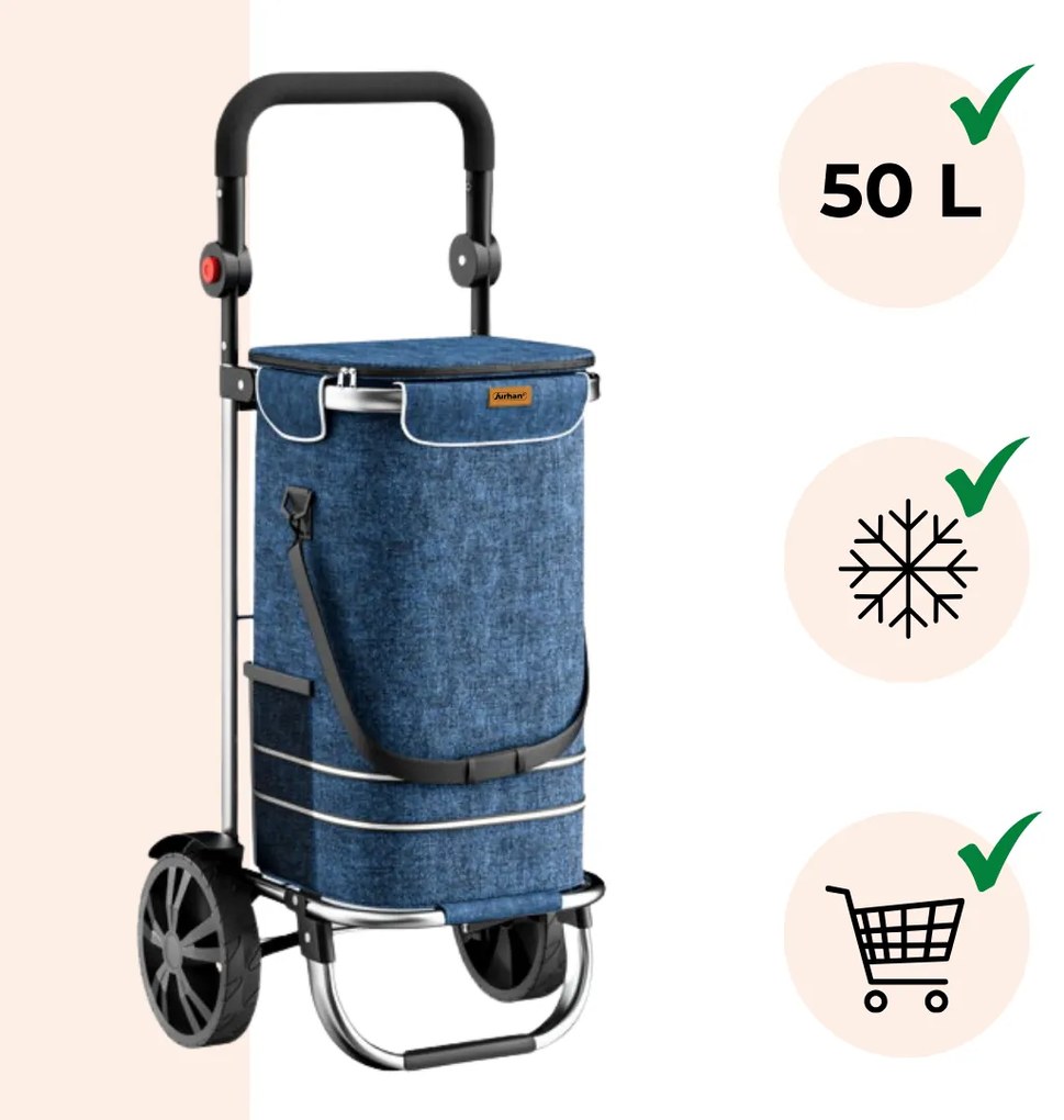 Torba na zakupy na kółkach EASY, 50l, niebieska Jurhan
