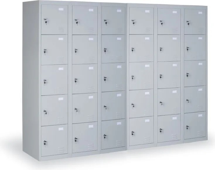 Szafka skrytkowa S2, 15 schowków, 1820 x 1140 x 500 mm, demontaż, zamek cylindryczny, drzwi szare