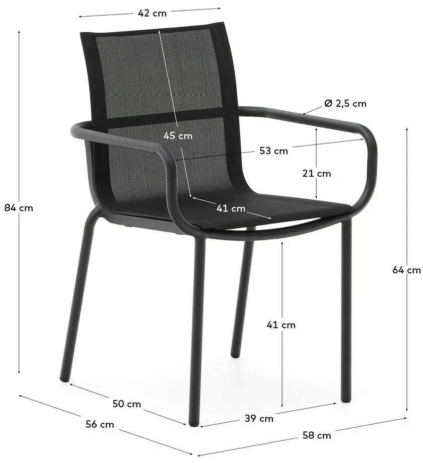 Czarne metalowe krzesło ogrodowe Galdana – Kave Home
