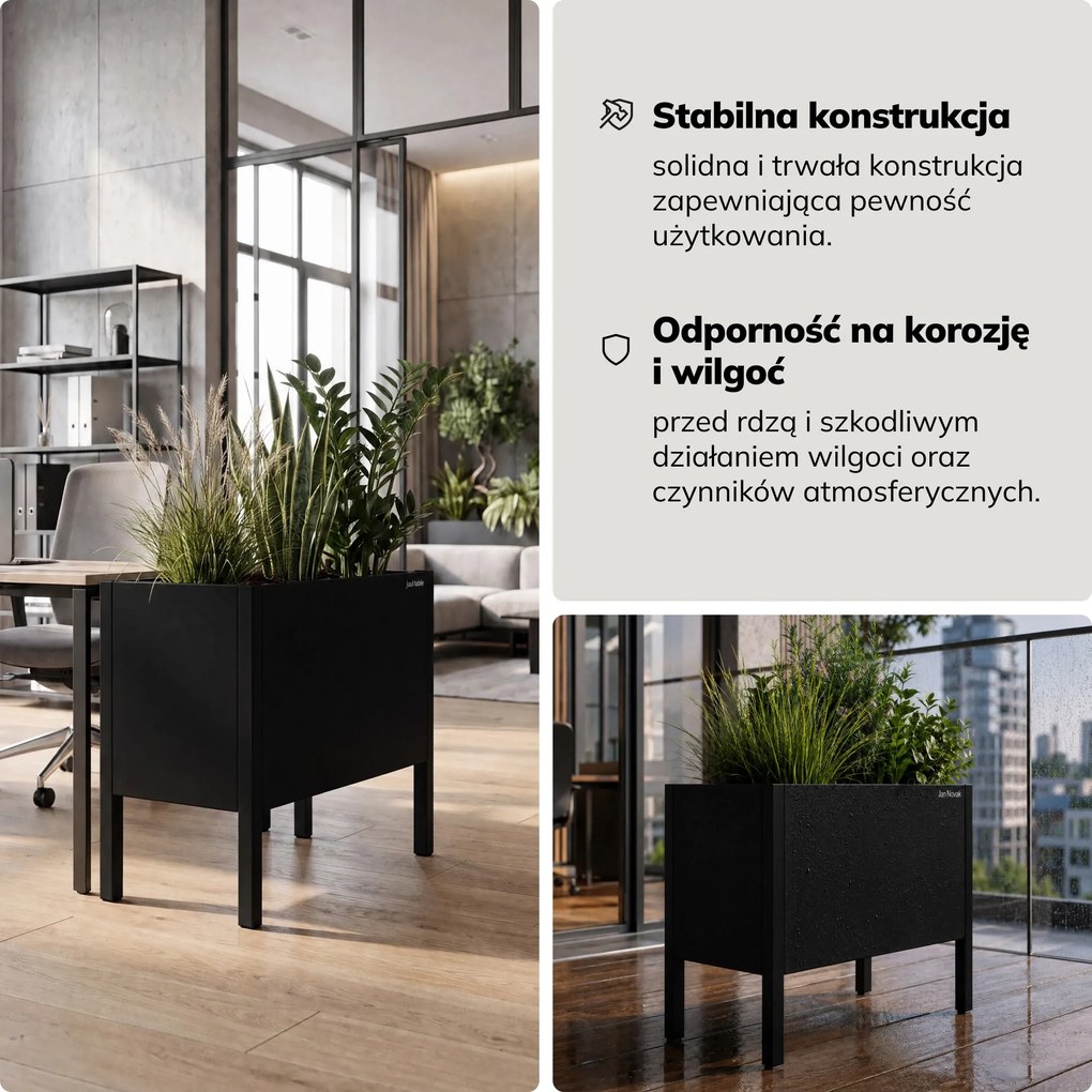 Osłona donica na kwiaty metalowa mała czarna: DAISY 400 x 350 x 250 mm