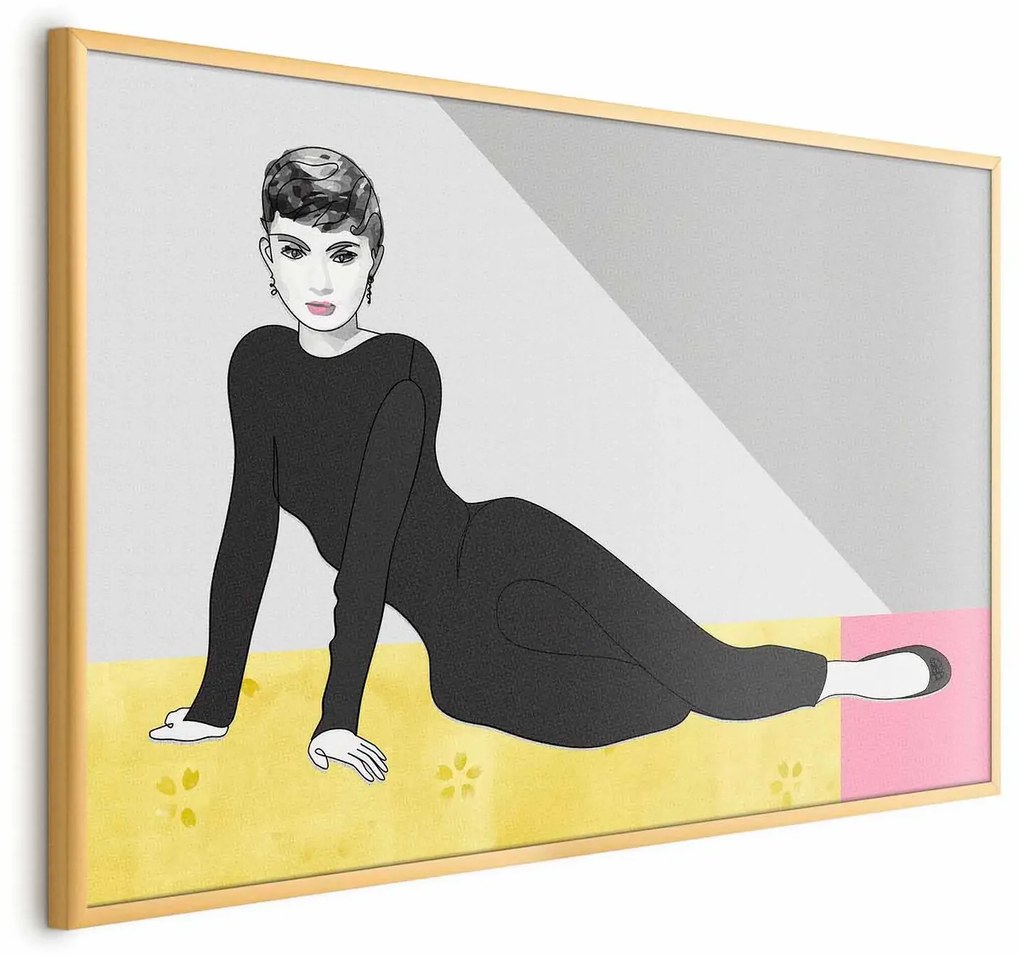 Plakat Piękna Audrey 90x60 cm z ramą złotą bez marginesu ARTGEIST B