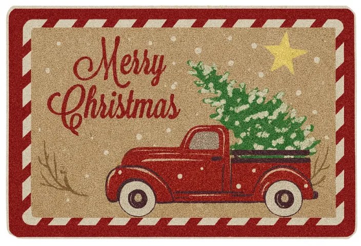 Świąteczna wycieraczka HOLIDAY RIDE 60x90 cm, czerwona