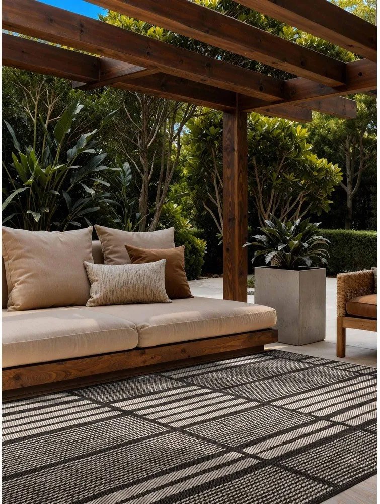 Czarno-kremowy dywan odpowiedni na zewnątrz 160x230 cm Haringey Allington – Ted Baker