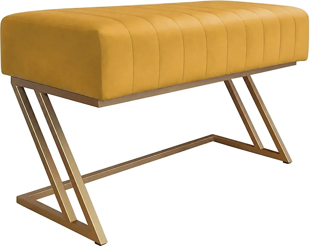 Ławka ZETA tkanina Welur loft ławka metal : Kolor Stelaża - Złoty, Kolor tkaniny - VELVET - MG15, Typ tkaniny - Velvet