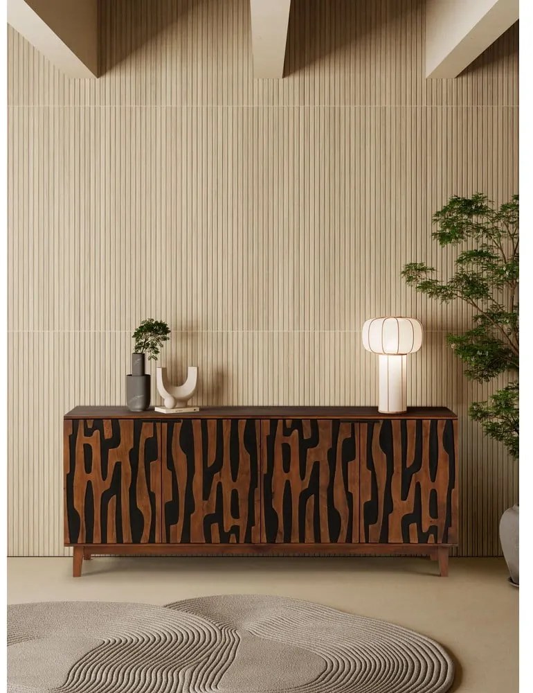 Brązowa komoda z litego drewna mango 190x80x40 cm Kantu – MOME