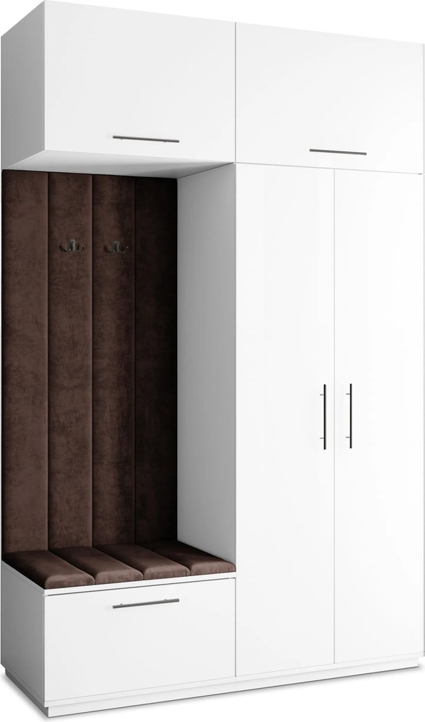 Masseno Garderoba REMA 150/240/60 cm Nowoczesna Szafa do Przedpokoju Biała, MONOLITH 29 (Brązowy)