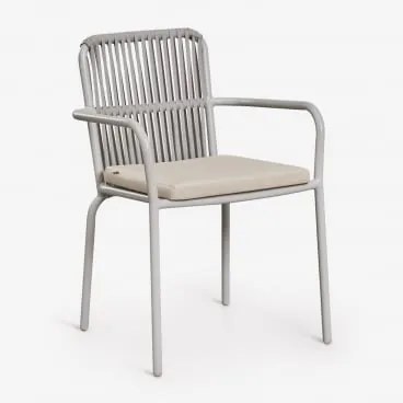 Pack 2 Sztuk Krzeseł Jadalnianych Sztaplowanych Z Podłokietnikami Z Aluminium Alberta Jasnoszary - Sklum